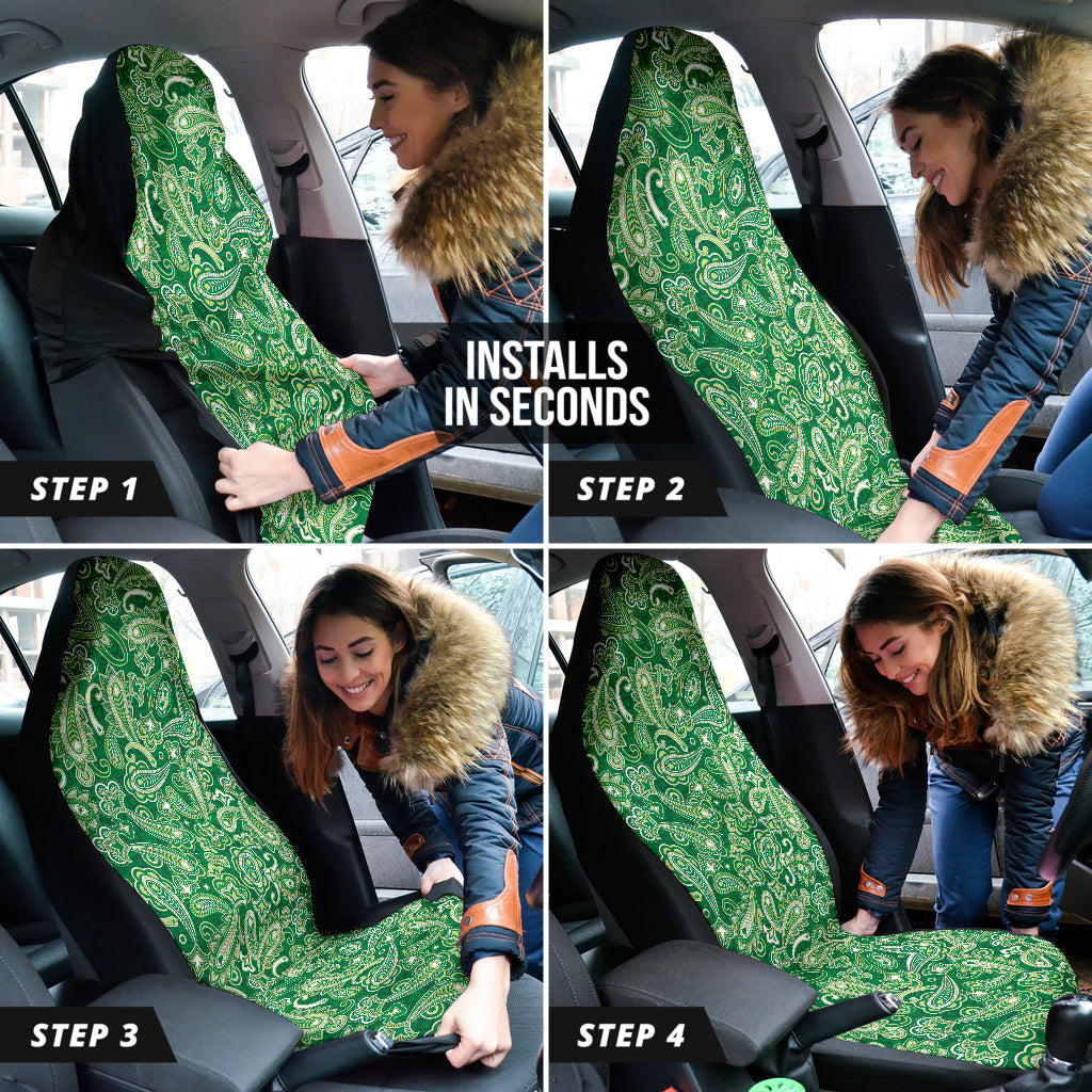 Green Paisley Pattern Car Seat Covers 212201