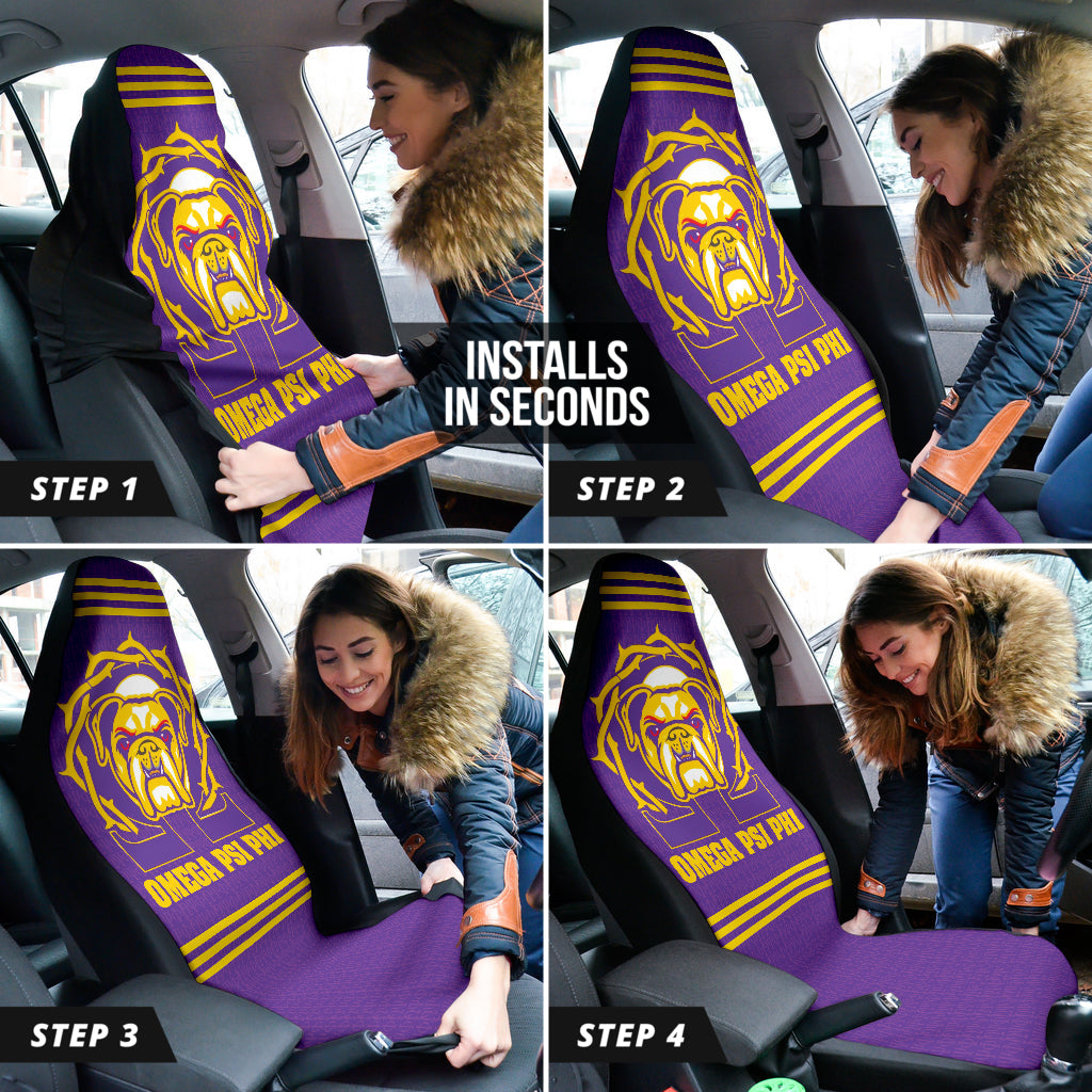 Omega Psi Phi 1911 BullDog Royal Purple Car Seat Covers 212401