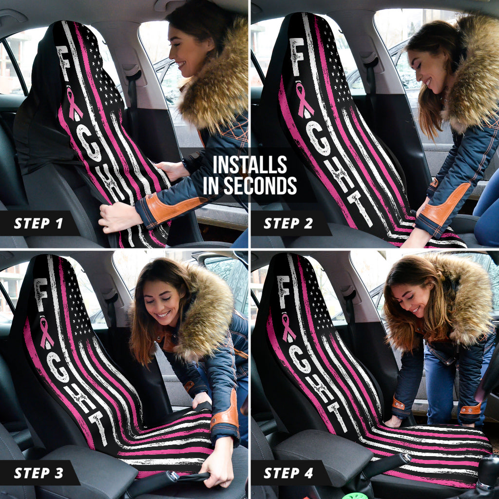 Breast Cancer American Flag Car Seat Covers 210202