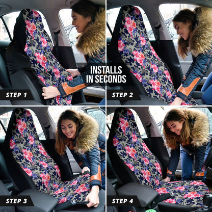 Pink Rose Camo Car Auto Seat Covers 212201