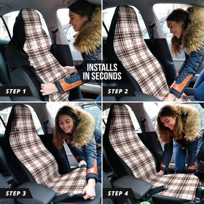 White Plaid Pattern Car Seat Covers 212401