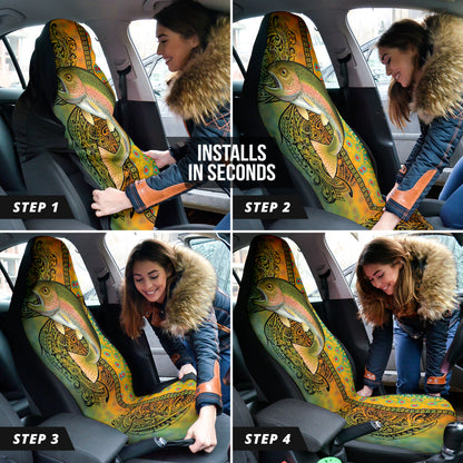 Amazing Gift Idea Trout Fish Colorful Pattern Car Seat Covers 211201