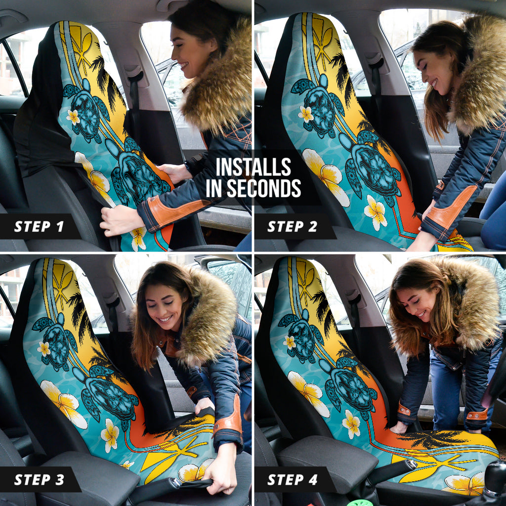Turtle Plumeria Flower Kanaka Maoli Car Seat Covers 212101