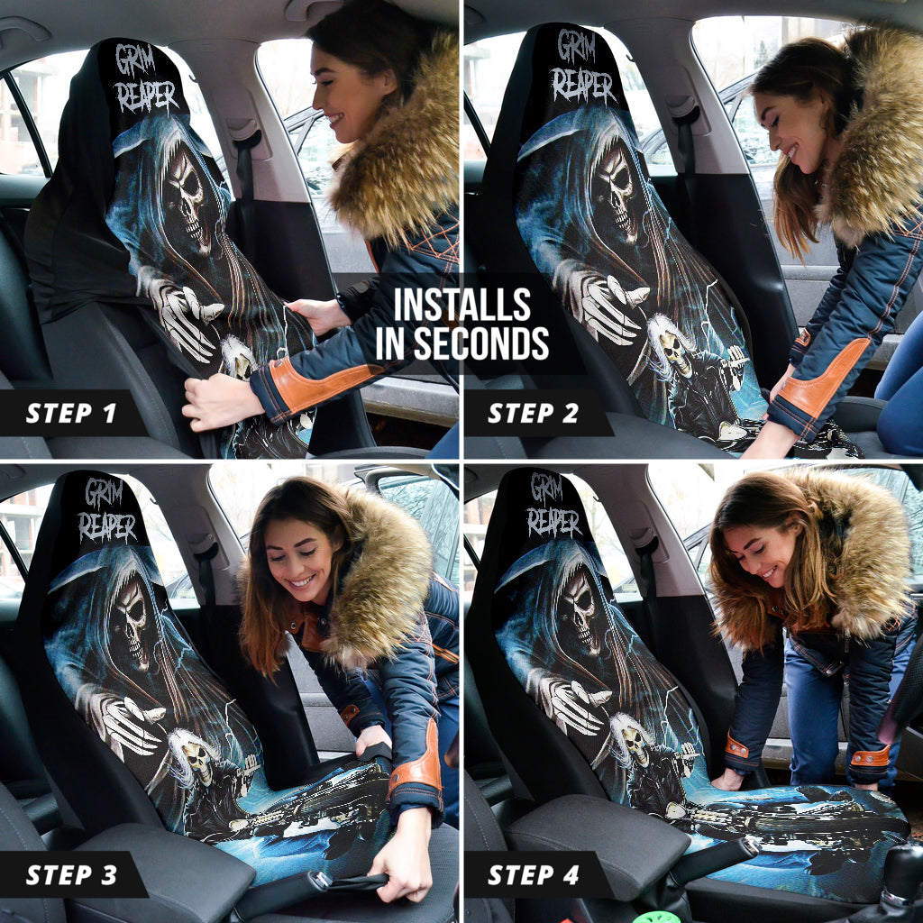Motocycle Grim Reaper Skull Biker Car Seat Covers 211501