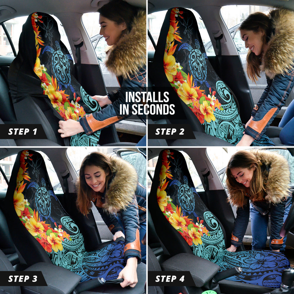 Kanaka Maoli (Hawaiian) Car Seat Covers Sea Turtle Tropical Hibiscus And Plumeria 211801
