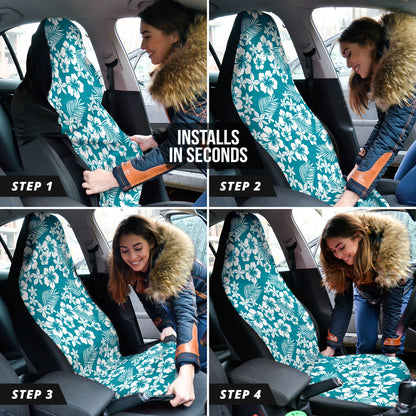 Cyan Hibiscus Hawaiian Flower Pattern Car Seat Covers 212201