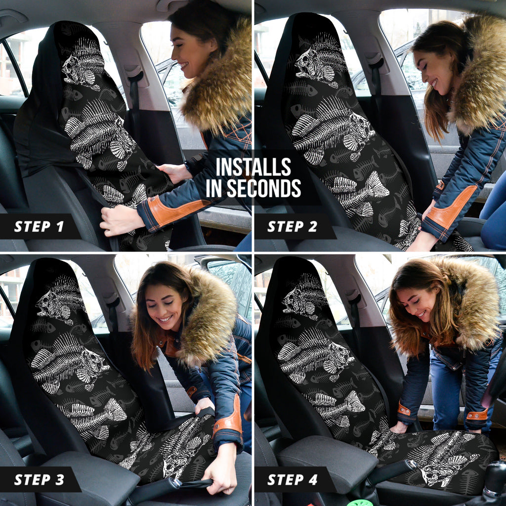 Fish Bone Pattern Fishing Car Seat Covers 211401