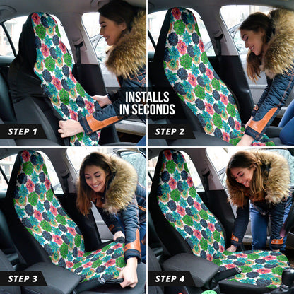 Succulent Colorful White Background Watercolor Car Seat Covers 212301
