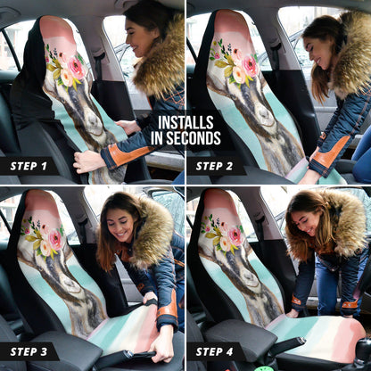 Goat Cute Colorful Watercolor Car Seat Covers 212301