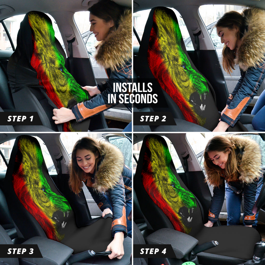 Amazing Gift Ideas Rasta Lion Roaring Car Seat Covers Style 1 211401
