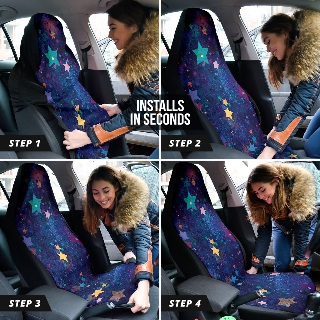 Stars Colorful Watercolor Car Seat Covers 210302