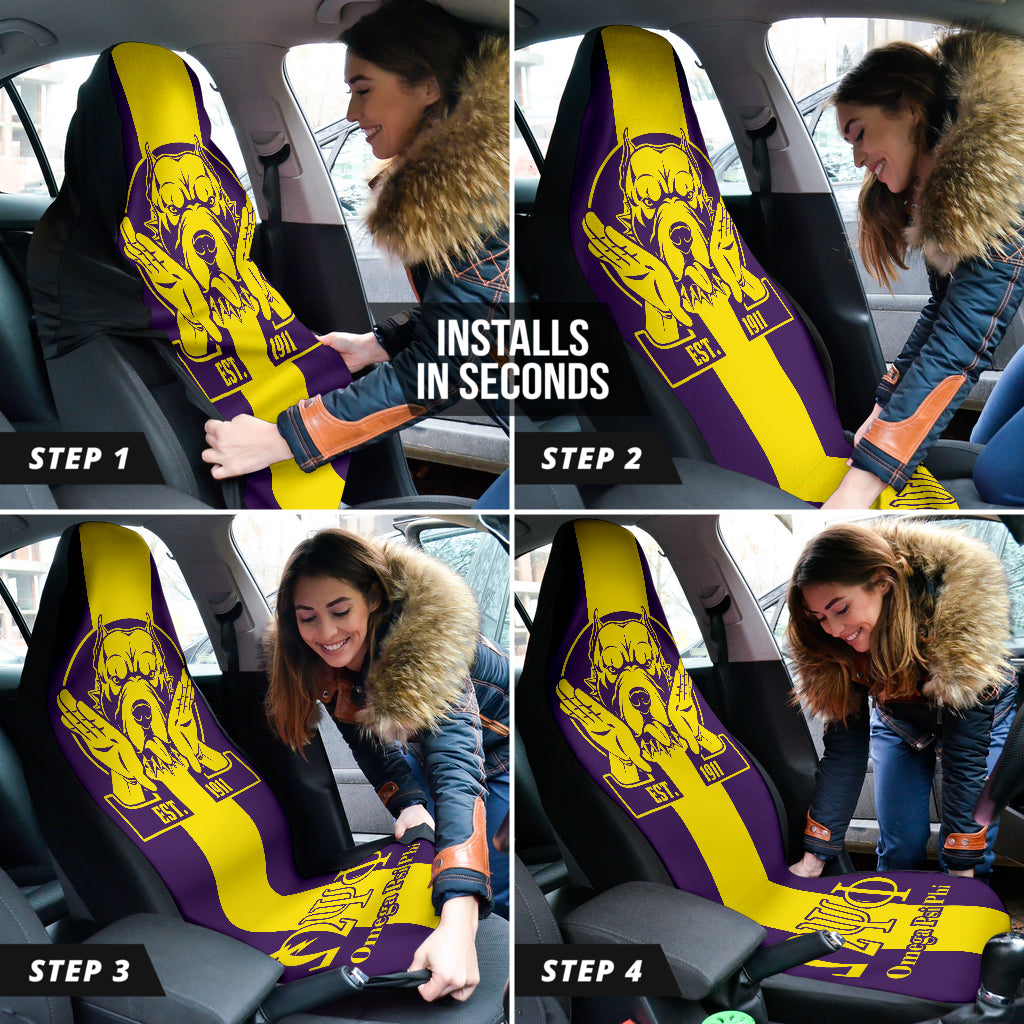 African Omega Psi Phi Car Seat Covers Bulldog Style 212401