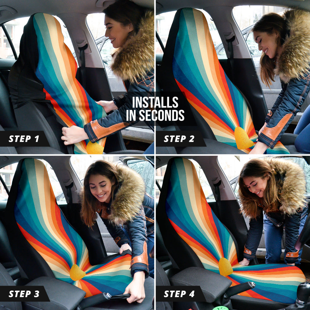 Retro Sunrise Colorful Car Seat Covers 210202