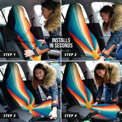 Retro Sunrise Colorful Car Seat Covers 210202