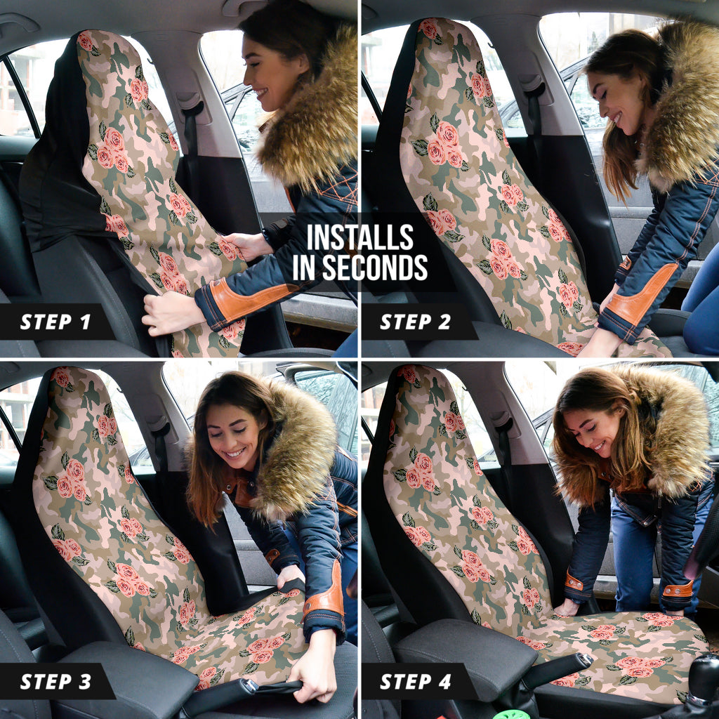 Orange Rose Camo Car Seat Covers 212201
