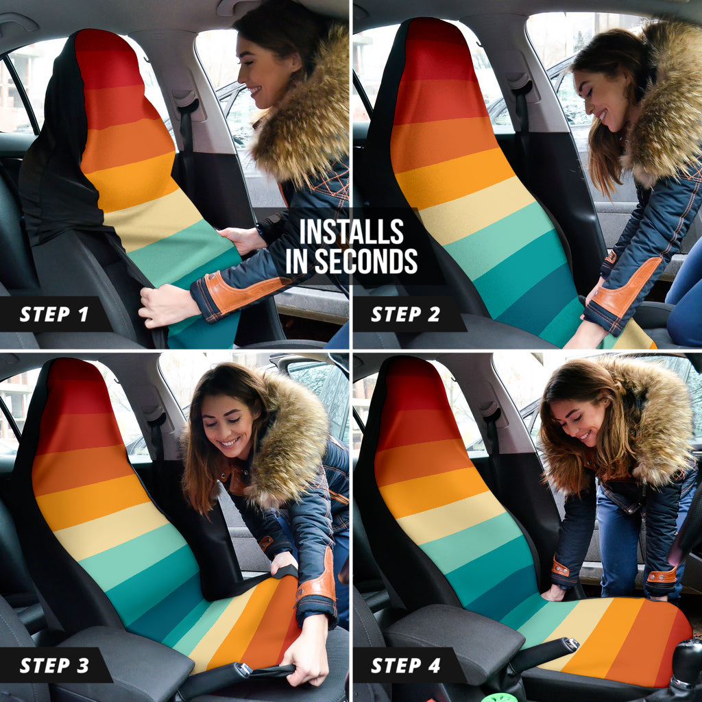 Retro Colorful Rainbow Car Seat Covers 210202