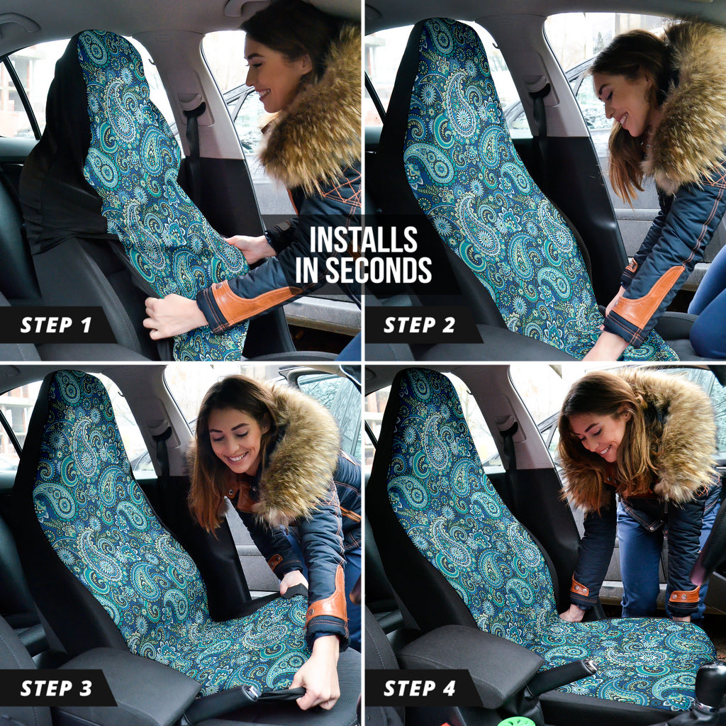 Blue Paisley Pattern Car Seat Covers 212201
