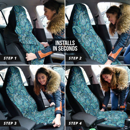 Blue Paisley Pattern Car Seat Covers 212201
