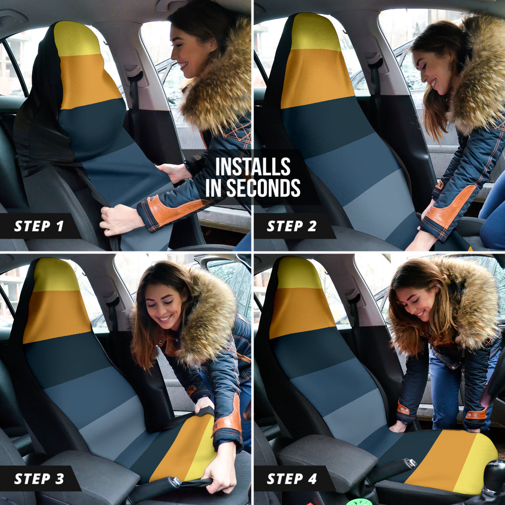 Retro Yellow Blue Car Seat Covers 210202