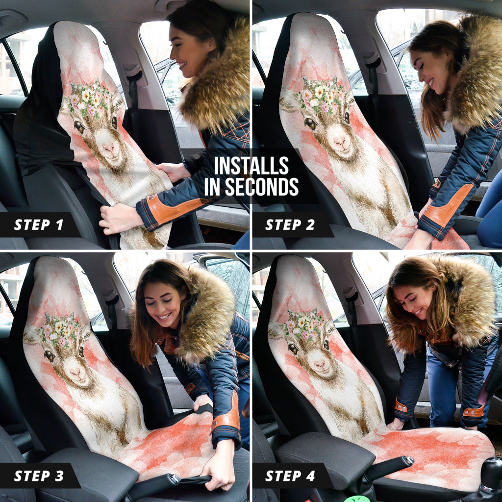 Goat Cute Pink Watercolor Car Seat Covers 212301
