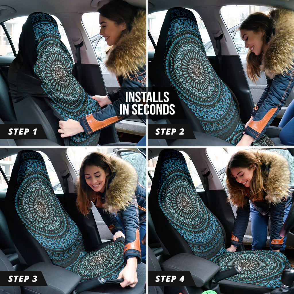 Cyan Mandala Circle Car Seat Covers 212401
