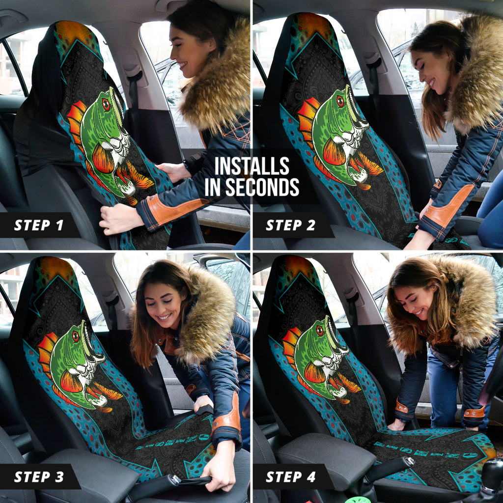 Largemouth Bass Fishing Pattern Printing Car Seat Covers 211201