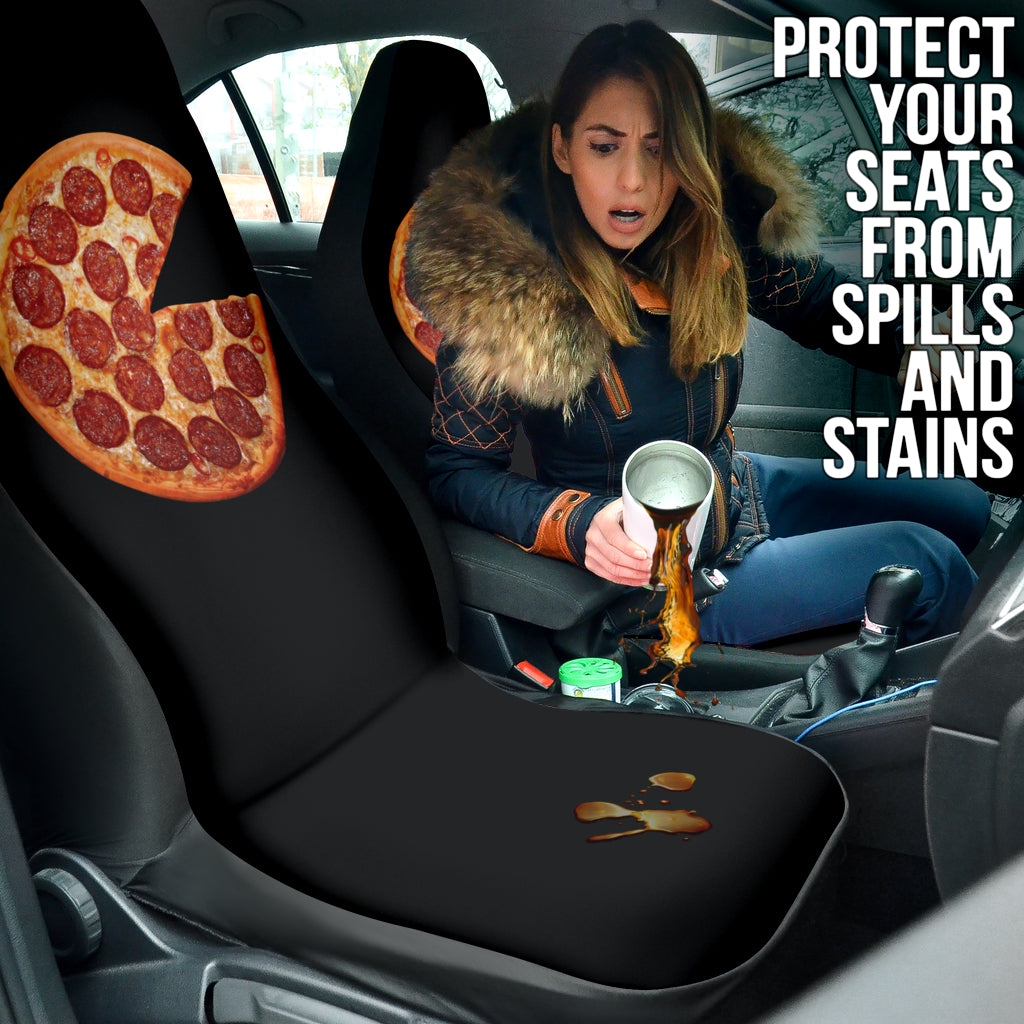 Delicious Pizza Black Background Car Seat Covers 213101