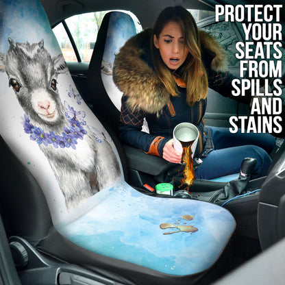 Goat Cute Blue Watercolor Car Seat Covers 212301