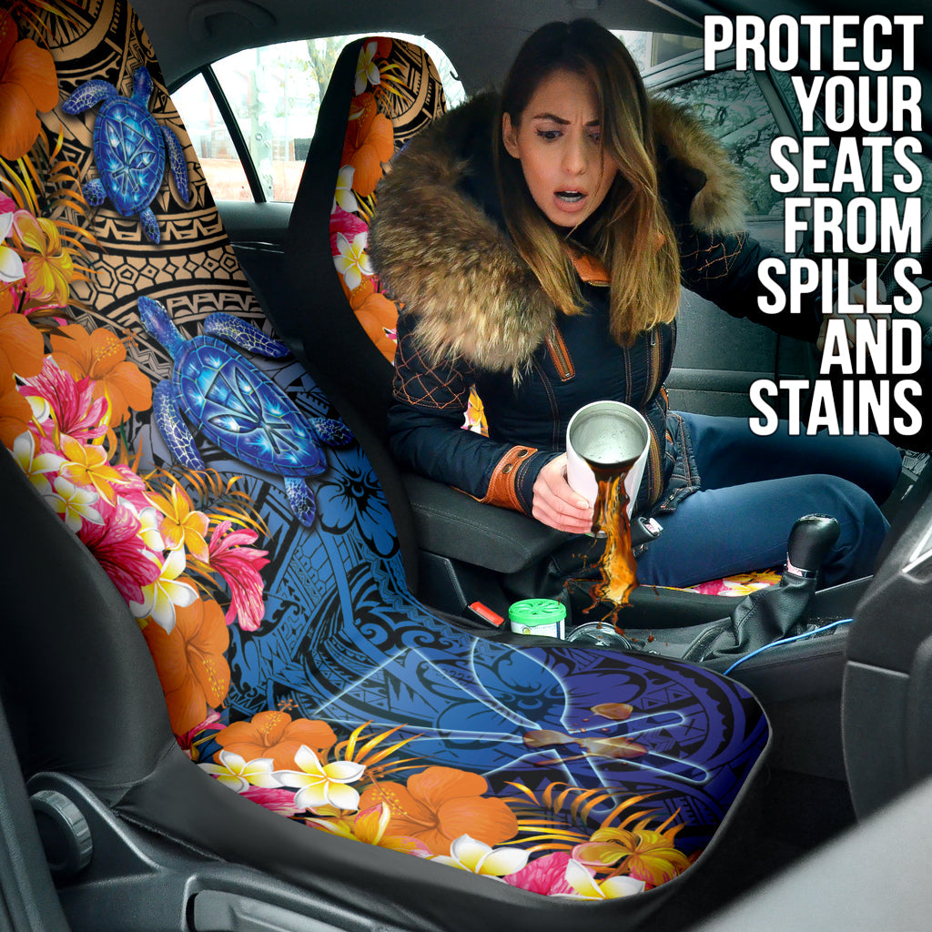 Kanaka Maoli Hawaiian Sea Turtle Tropical Hibiscus And Plumeria Car Seat Covers 211801