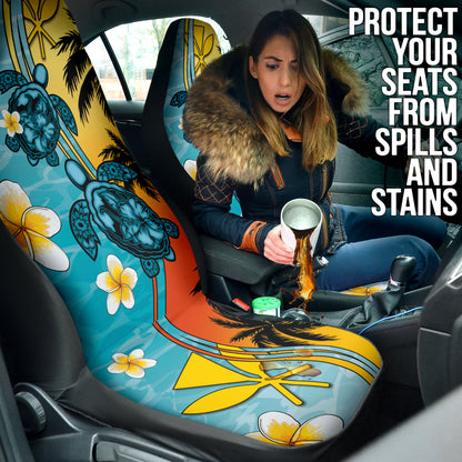 Turtle Plumeria Flower Kanaka Maoli Car Seat Covers 212101