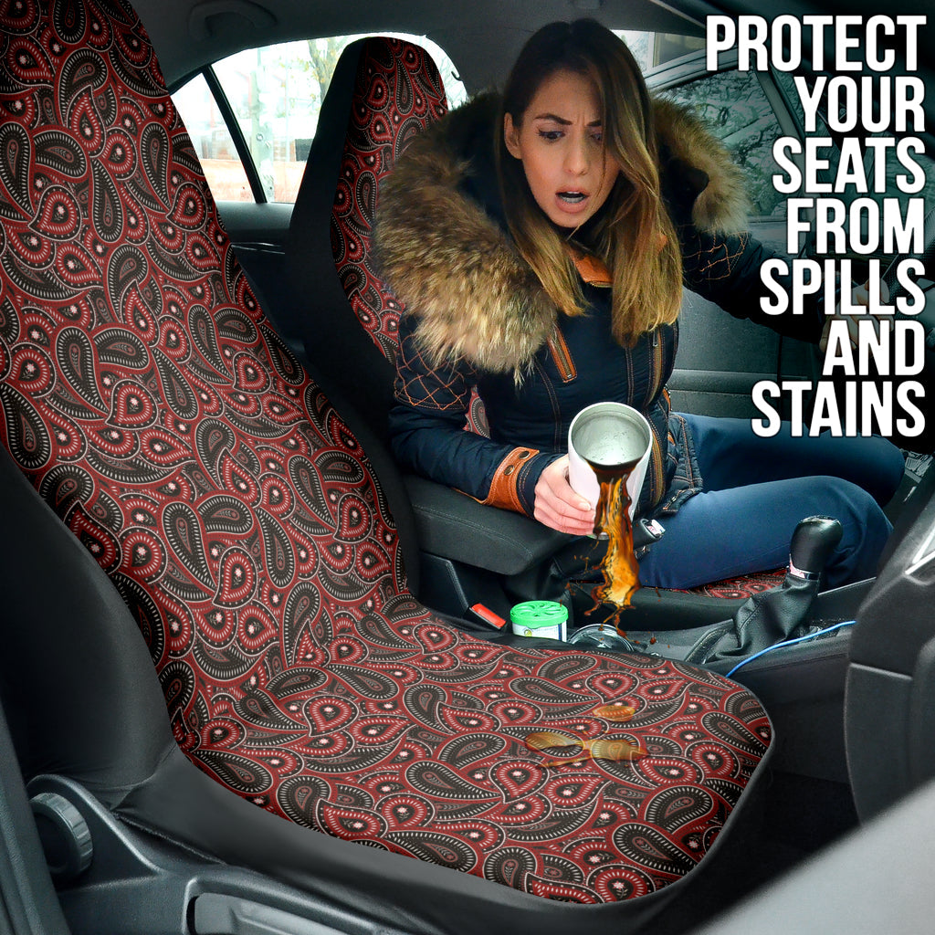 Red Paisley Pattern Car Seat Covers 212201