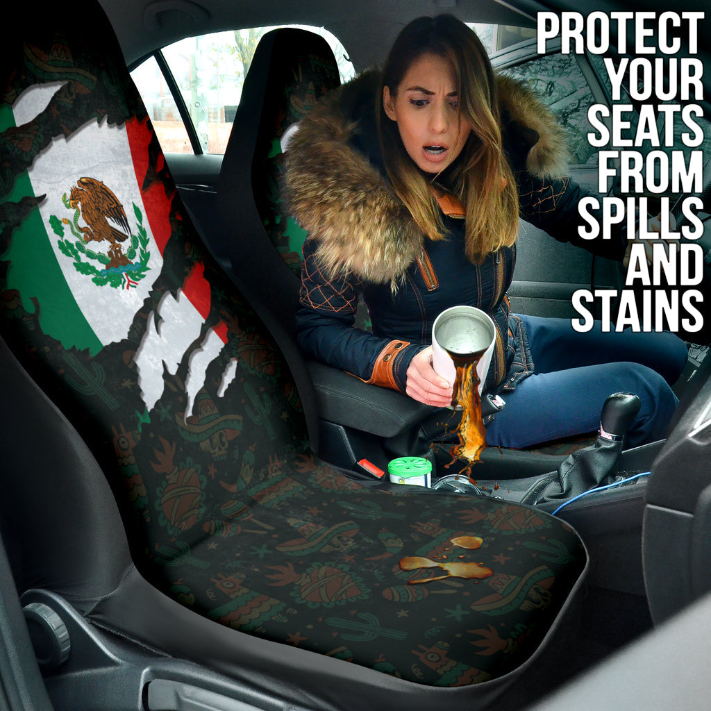 Coat of Arms Mexico Flag Scratch Car Seat Covers 210202