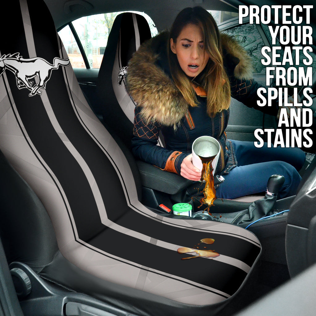 Black Ford Mustang Fastback Muscle Car Seat Covers 210302