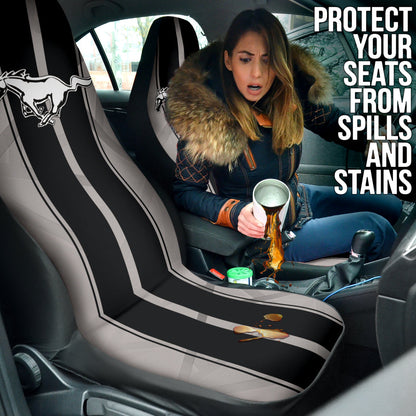 Black Ford Mustang Fastback Muscle Car Seat Covers 210302
