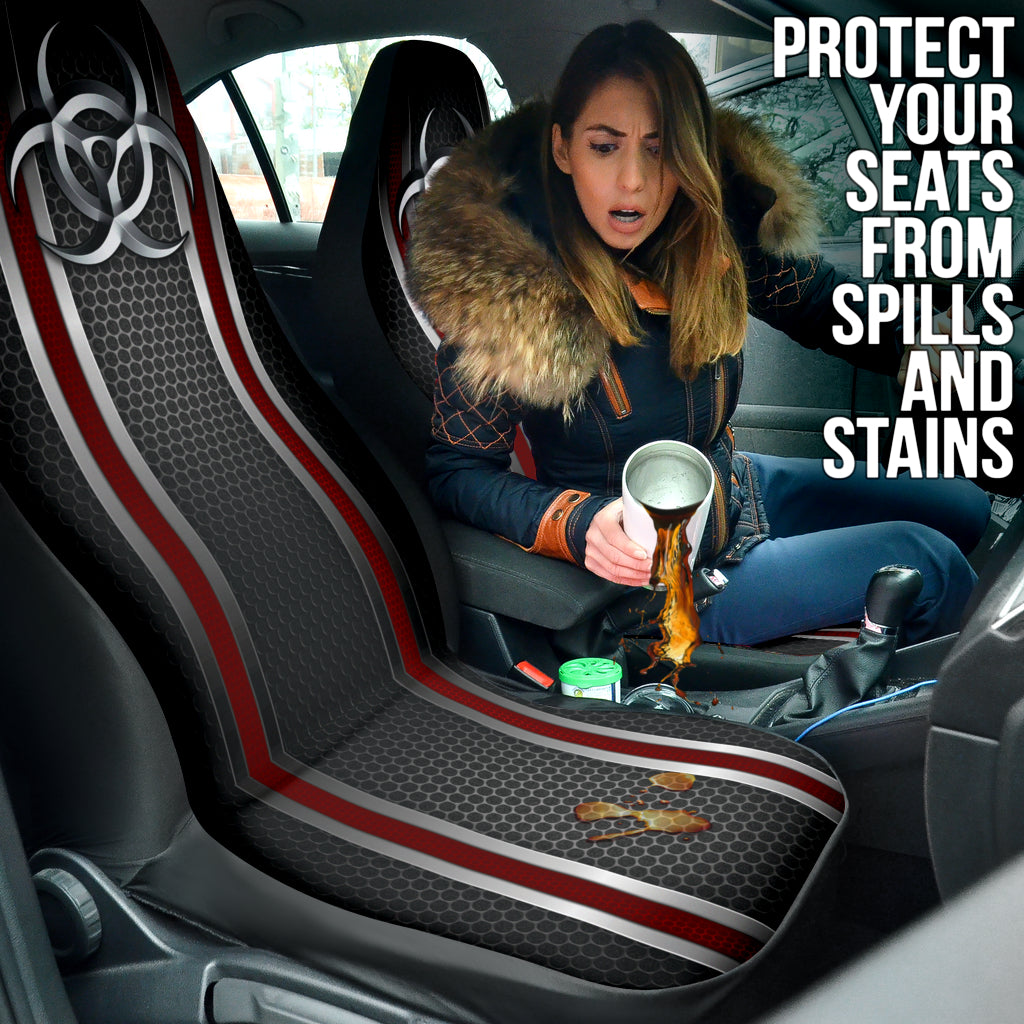 Biohazard Red Hole Metal Printing Car Seat Covers 212101