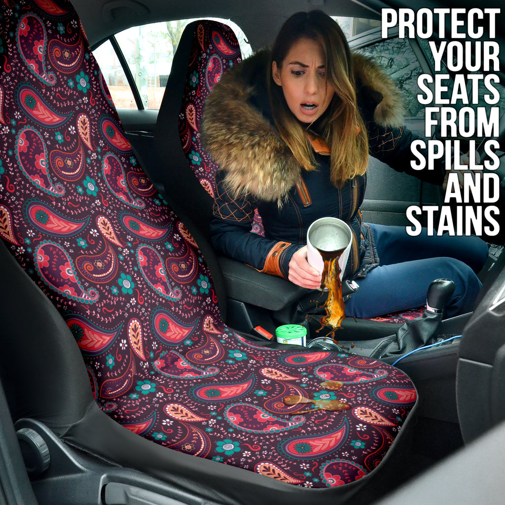 Pink Paisley Pattern Car Seat Covers 212201