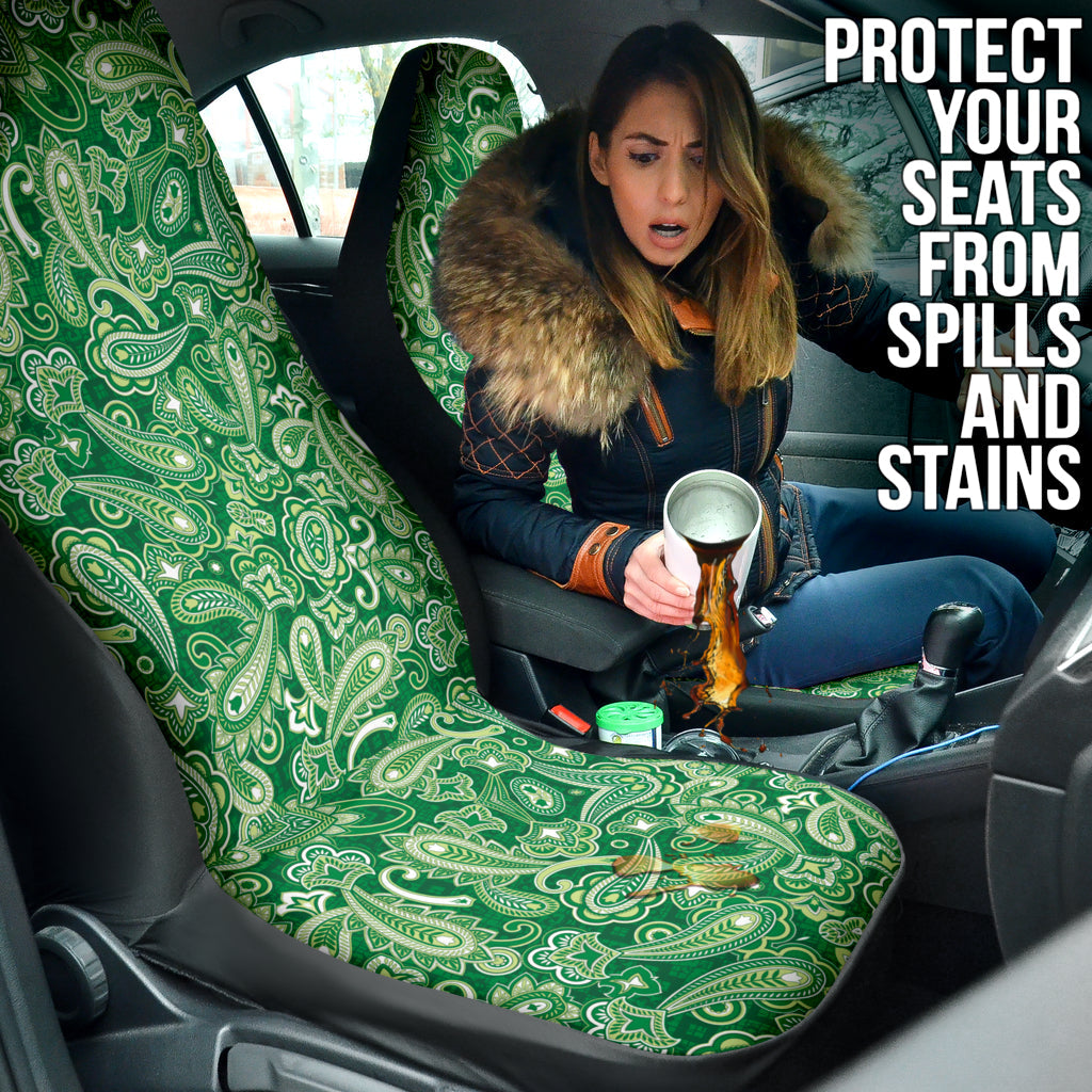 Green Paisley Pattern Car Seat Covers 212201
