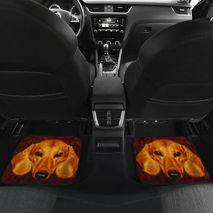 Warm Toned Dachshund Portrait with Decorative Swirls Car Floor Mats 211402