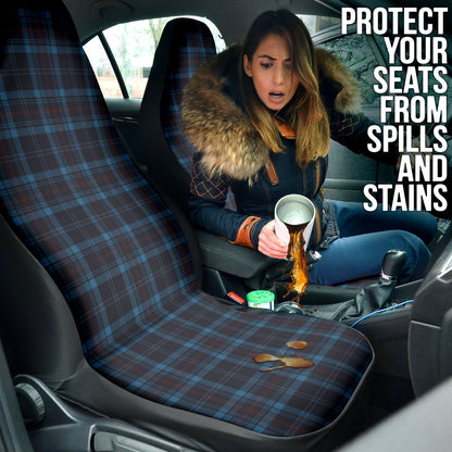 Dark Blue Plaid Pattern Car Seat Covers 212401