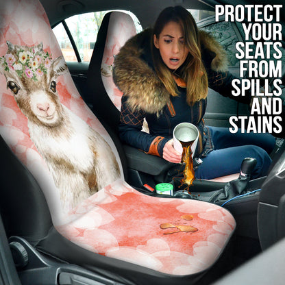 Goat Cute Pink Watercolor Car Seat Covers 212301