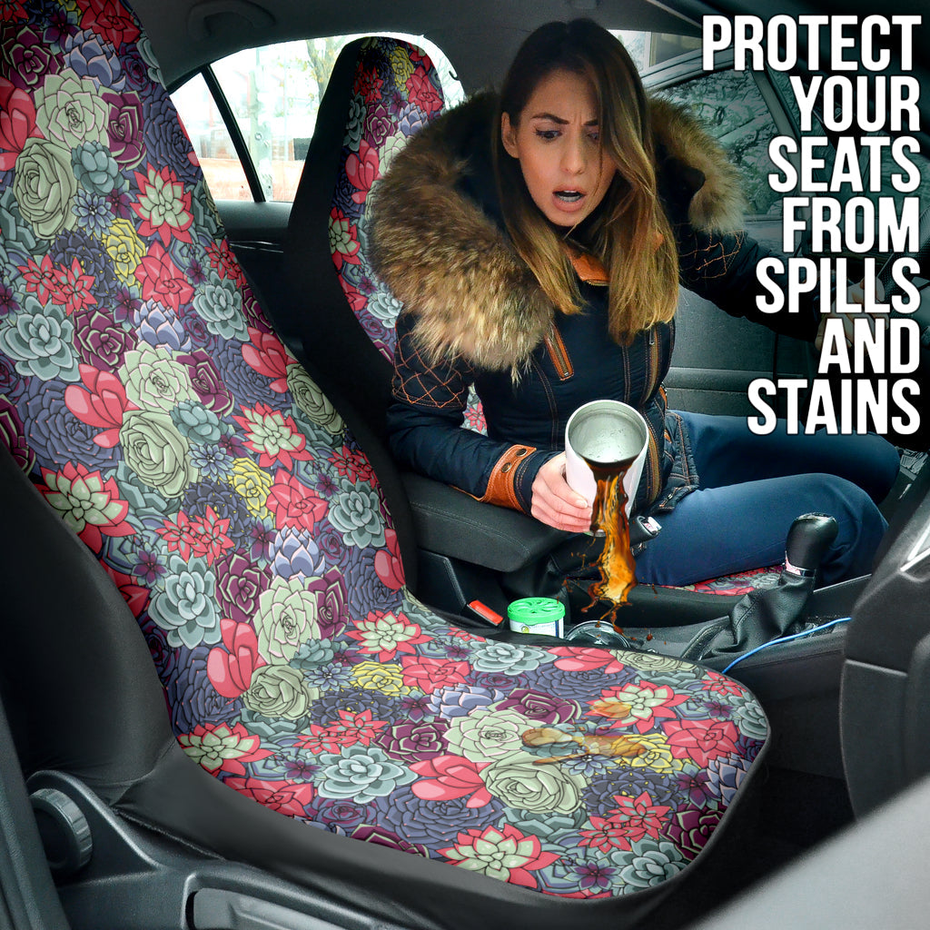 Succulent Watercolor Pattern Car Seat Covers 212301
