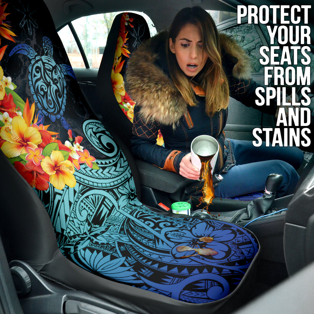 Kanaka Maoli (Hawaiian) Car Seat Covers Sea Turtle Tropical Hibiscus And Plumeria 211801