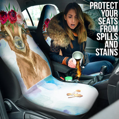 Goat Cute Cyan Watercolor Car Seat Covers 212301