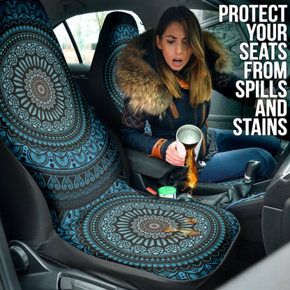Cyan Mandala Circle Car Seat Covers 212401