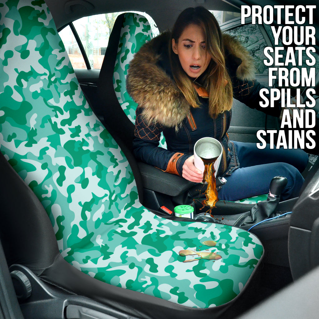 Cool Mint Green Camo Car Seat Covers 211501