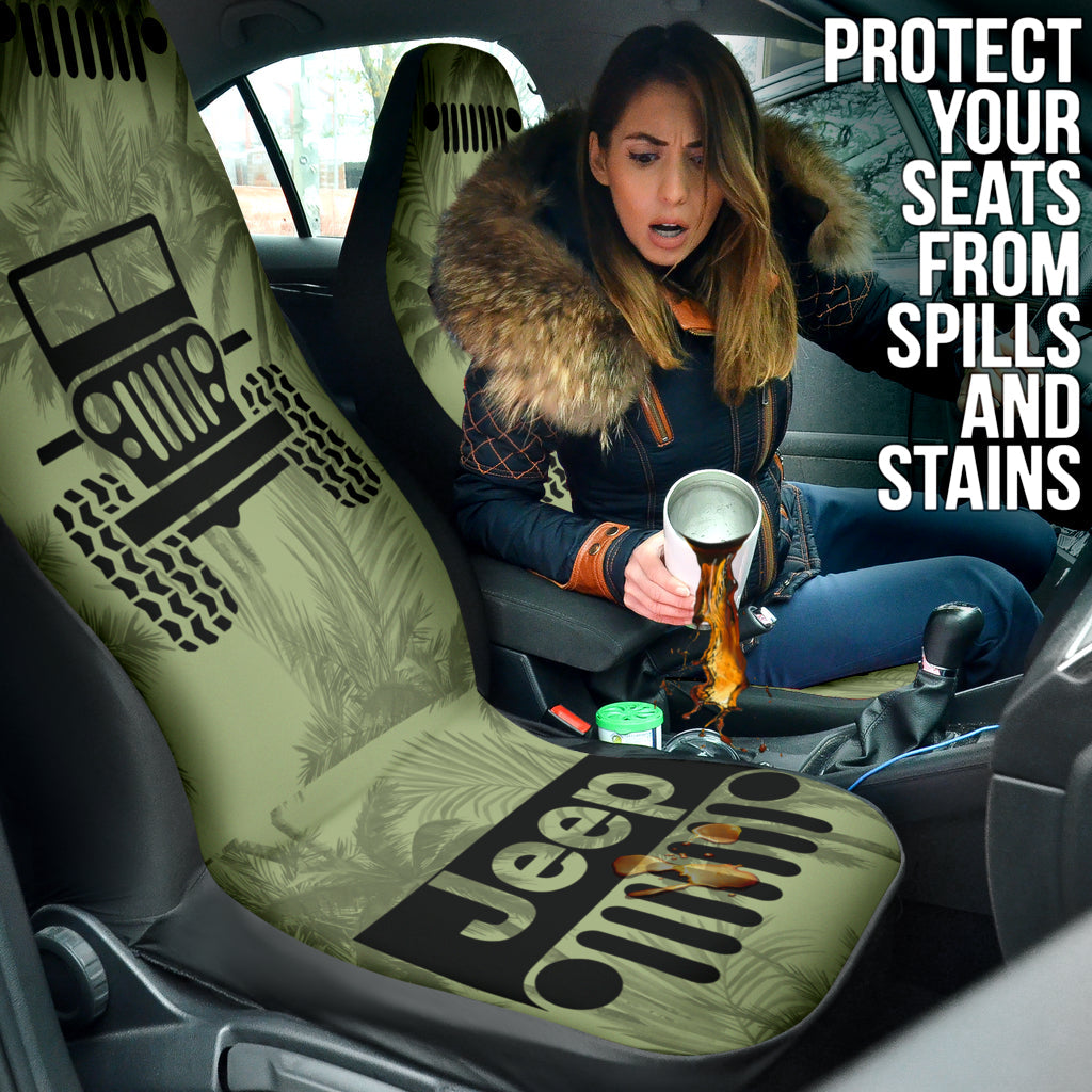 Jeep Offroad Drabolive Black Beach Palms Car Seat Covers Style 2 211701
