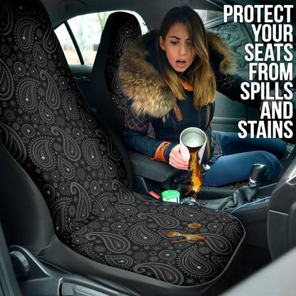 Black Paisley Pattern Car Seat Covers 212101