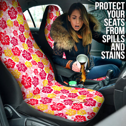 Red Yellow Hibiscus Hawaiian Flower Pattern Car Seat Covers 212201