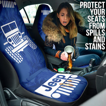 Jeep Offroad Blue White Beach Palms Style 2 Car Seat Covers 211401
