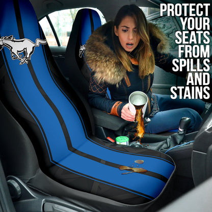 Blue Ford Mustang Fastback Muscle Car Seat Covers 210302